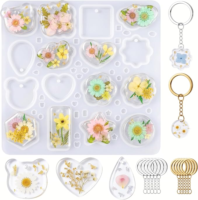 16 Cavities Keychain Silicone Resin Molds by Unknown