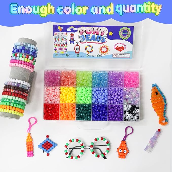2400Pcs Glow in The Dark Pony Beads Bulk, 20 Colors Rainbow Kandi Bead - Image 6