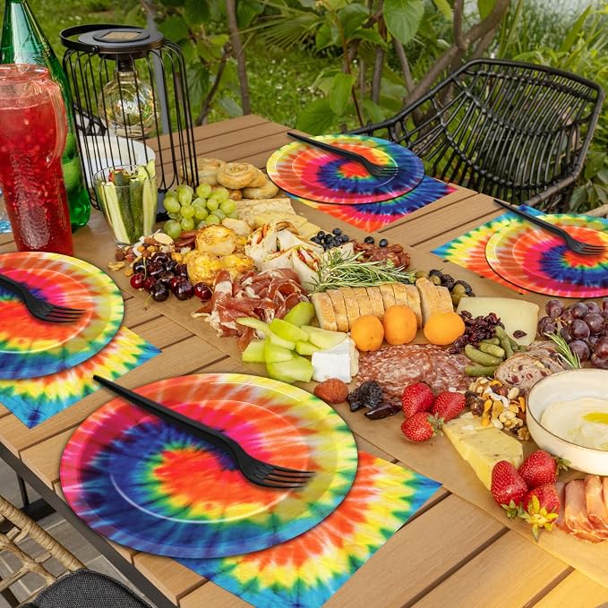 50 Guests Tie Dye Plates and Napkins Party Supplies Tie Dye Party Decorations - Image 6