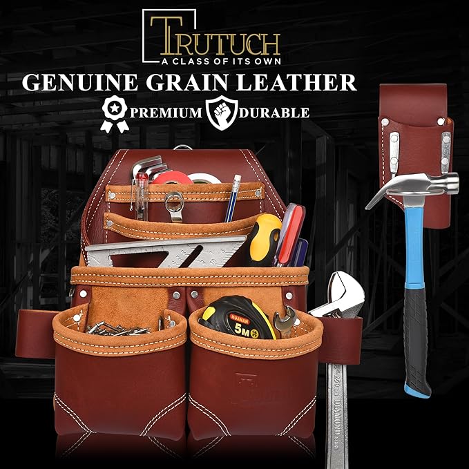 Grain Leather Electrician Tool Pouch | Carpenter Tool Pouch | Electrician Pouch | Electric Tool Bag | Electrician Bag | Leather Tool Belt