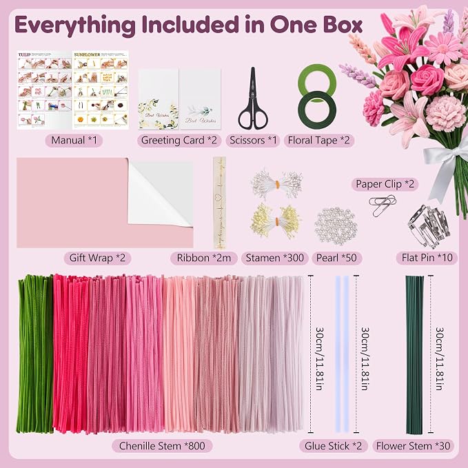 EARLY MINDS 800Pcs Pipe Cleaner Flower Kit - Image 2