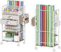 Rolling Wrapping Paper Storage Cart Organizer White | 16.54×11.4×32.68 in by Unknown