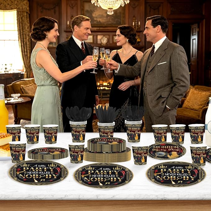 168Pcs Murder Mystery Party Decorations Mystery Suspect Plates and Napkins Cups - Image 3
