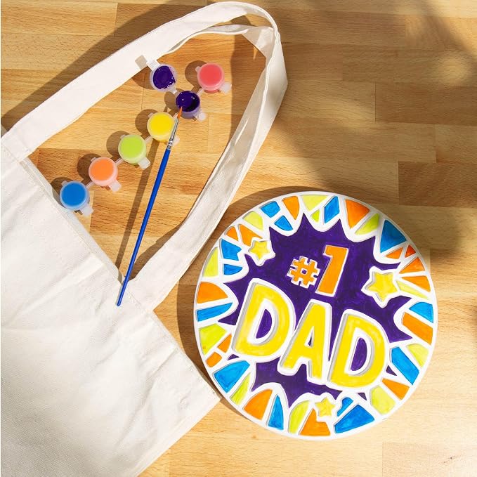 Creative Roots Paint Your Own #1 Dad Stepping Stone, Paintable Ceramic 7 in. - Image 5