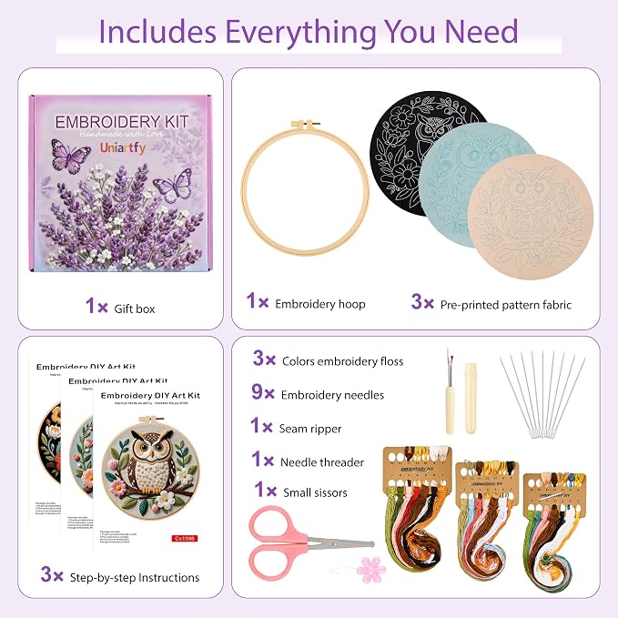 Uniartfy 3 Sets Embroidery Kit for Beginners - Image 2