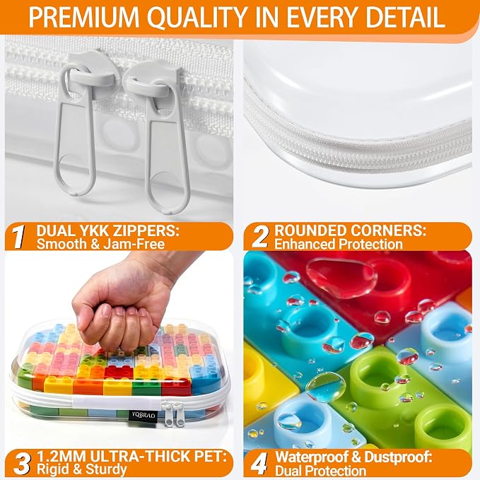 YQBRAO 6 Pack Clear Hard Shell Zipper Case, 1.2mm Heavy Duty Crush-Proof Diaper - Image 5