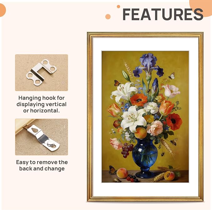 upsimples Vintage 24x36 Poster Frame, Antique Gold Frames Display 20x30 - Image 5