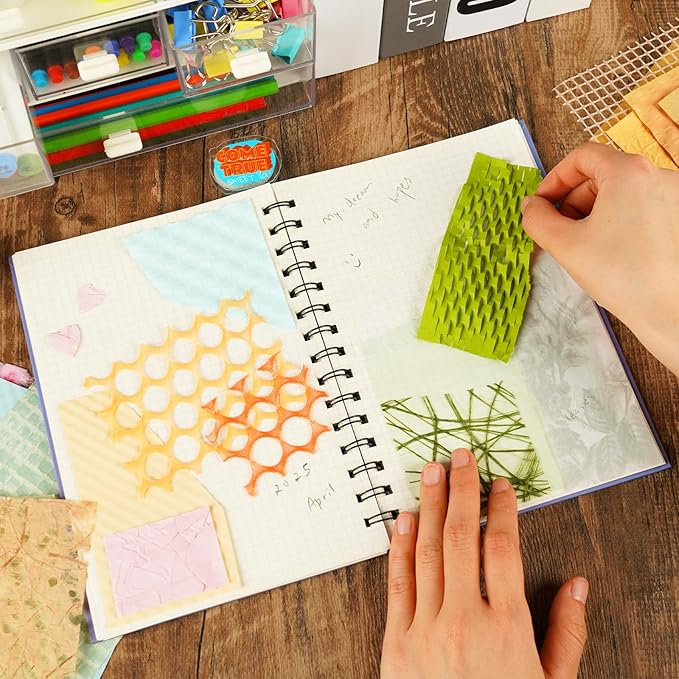160 Sheets Textured Scrapbook Paper and Mesh Fabric Assorted Set, 10 Color - Image 6