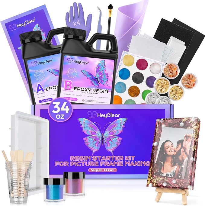 HeyClear Epoxy Resin Picture Frame Silicone Mold Kit -34 oz Super Clear and by HeyClearResin