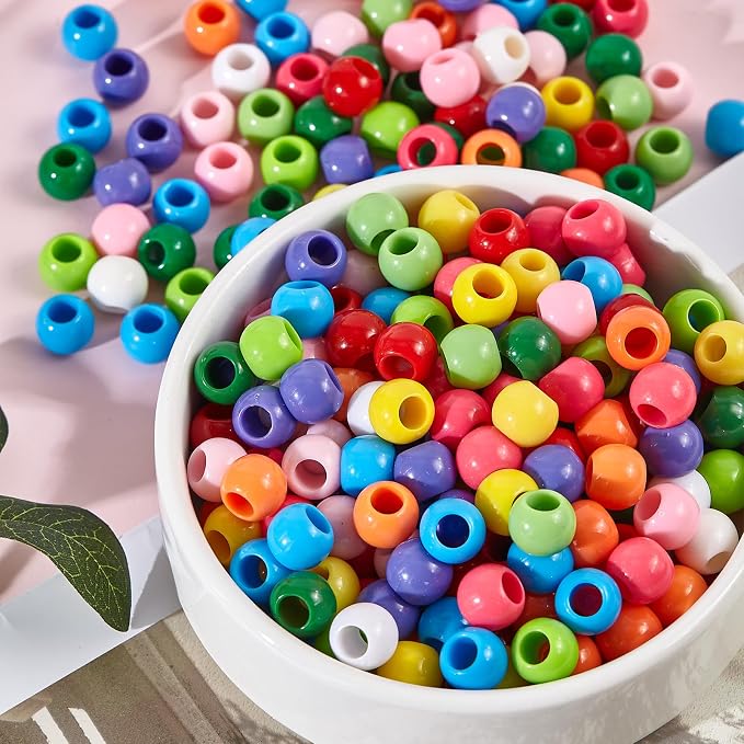 160pcs 12mm Plastics Acrylic Beads Mix 10 Color Large Hole Hair Beads - Image 5