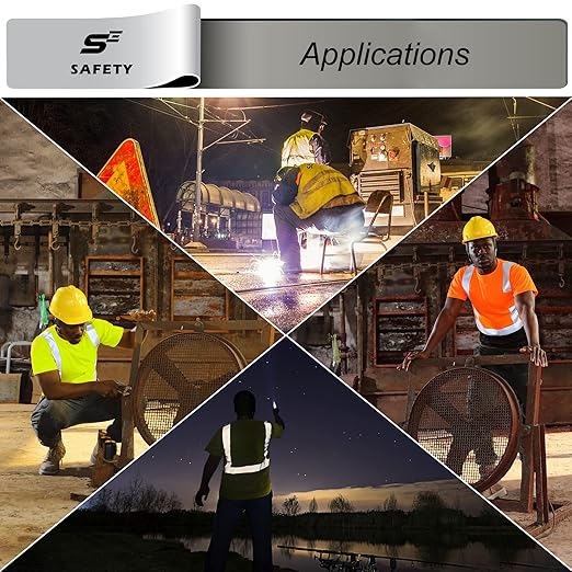 sesafety Hi Visibility Shirts for Men, Safety Shirts with Reflective Strips Class 2, Hi Vis Construction Work Shirt with Pocket Yellow M