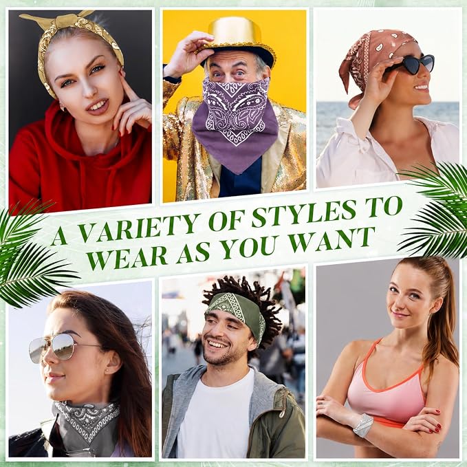 100 Pack Bandanas Unisex Paisley Bandanas Bulk Multi Purpose Cowboy Head Wrap - Image 4