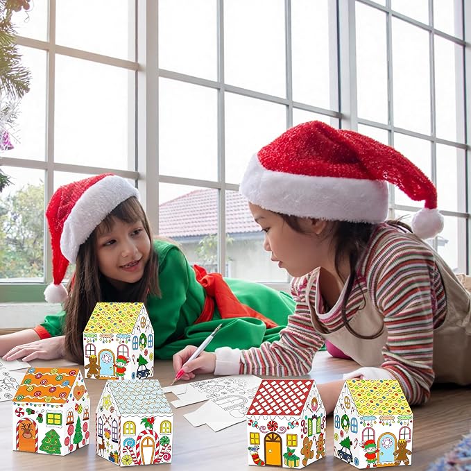 80UncleKimby 25Sets Christmas Crafts Gingerbread House Coloring Kit | Cardboard - Image 5