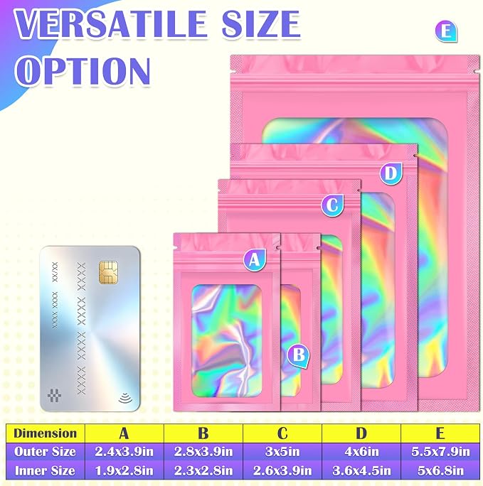 JETMORE 100 PCS Mylar Bags, Smell Proof Bags, Resealable Bags - Image 6