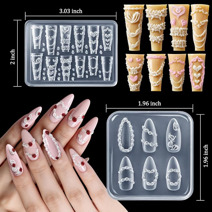6Pcs Silicone Nail Art Molds Kit - Image 3