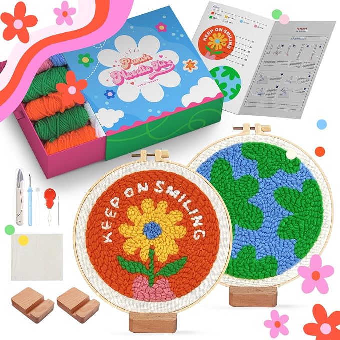 yuegool 2PCS Punch Needle Decoration Kit, Easy DIY Punch Needle Embroidery Kit by Unknown