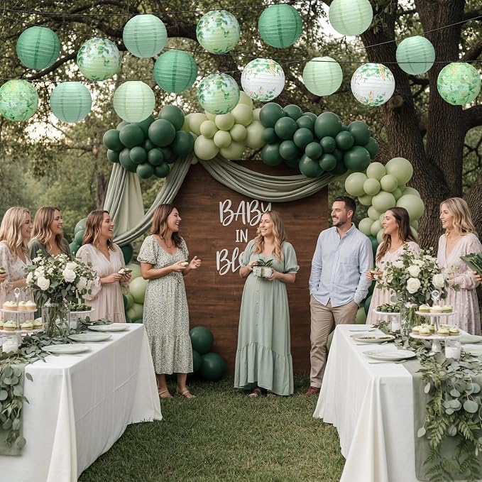 Panelee 12 Pcs Sage Green Eucalyptus Leaf Party Decorations Paper Lanterns 8 - Image 6