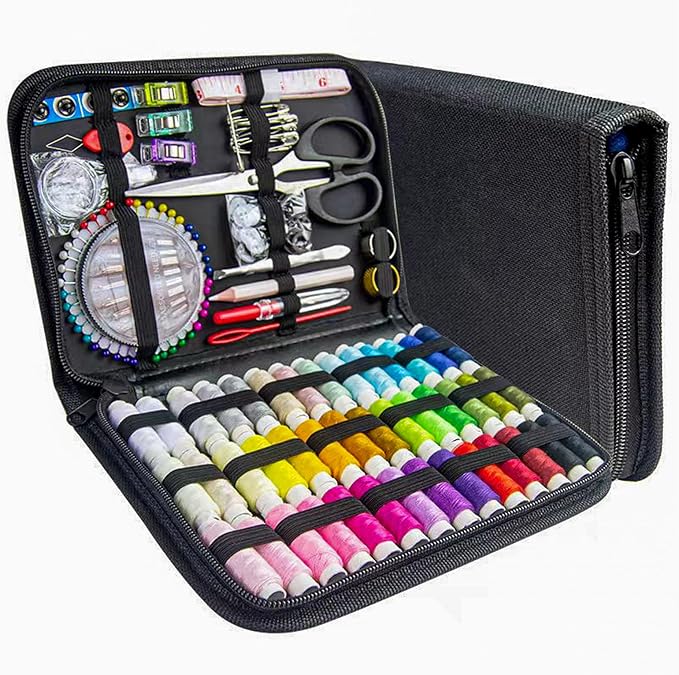 JUNING Sewing Kit with Black Case Portable Sewing Supplies by JUNING