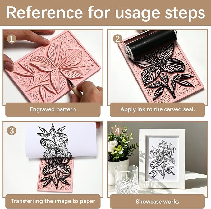 8Pcs 6"x8" Linoleum Blocks for Printmaking, Premium Rubber Linocut Block - Image 5