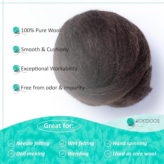 Natural Wool roving, 8 OZ. Best - Image 3