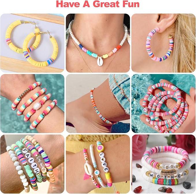 Redtwo 23000Pcs Clay Beads Friendship Bracelet Making Kit, 7 Boxes 144 Colors - Image 5