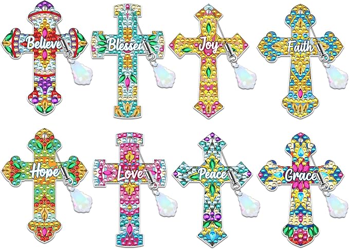 Cross Diamond Art Bookmark Kit: 8 Pcs Christian Bookmarks by CRASHOT