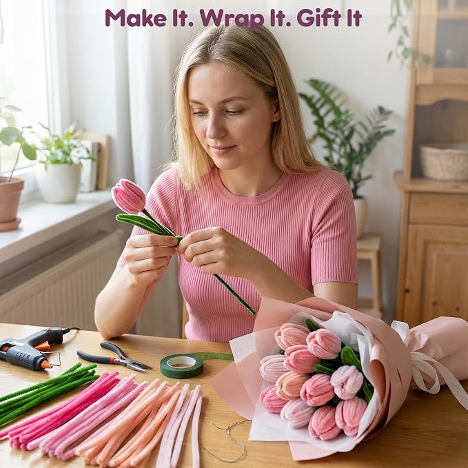 EARLY MINDS 800Pcs Pipe Cleaner Flower Kit - Image 9