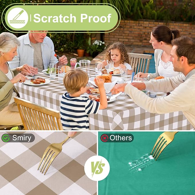 Smiry Square Table Cloth, Waterproof Vinyl Tablecloth - Image 5