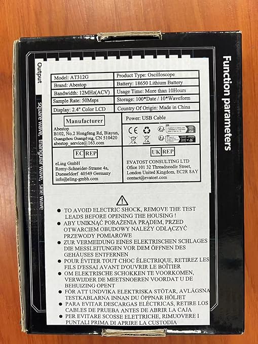 Abestop AT312G Oscilloscope Multimeter 3 in 1 Handheld Oscilloscope with 12MHz Bandwidth 50MSa/s Sampling Rate Built-in Generator Voltage Tester Multimeter Function