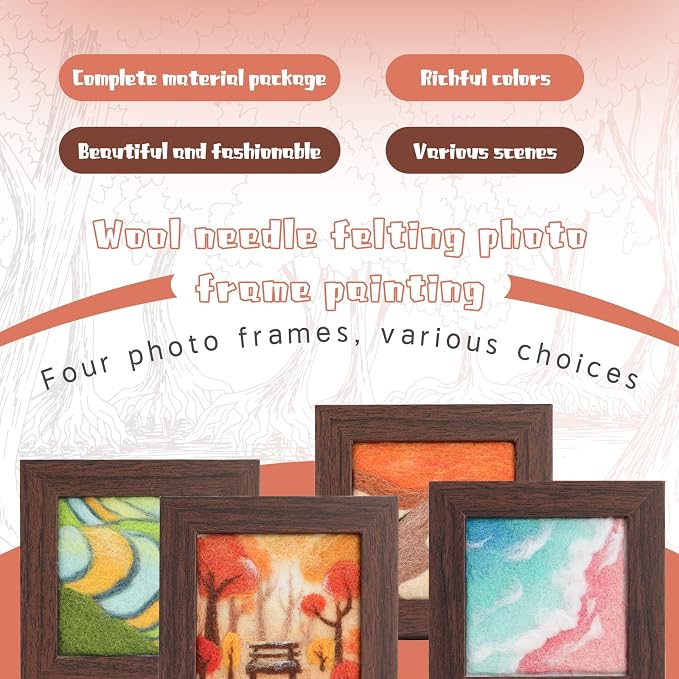 GarfxG Needle Felting Kit for Beginners, Foam Pad, Felt Cloth, Picture Frame - Image 5