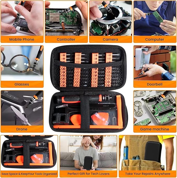 58 in 1 Small Precision Screwdriver Set, Mini Repair Tool Kit for Laptop,Macbook, PS4 PS5,Phone,Computer,Xbox,PC, Doorbell, Drone,Switch,Watch, Camera,Game Console, Eyeglasses,Electronic