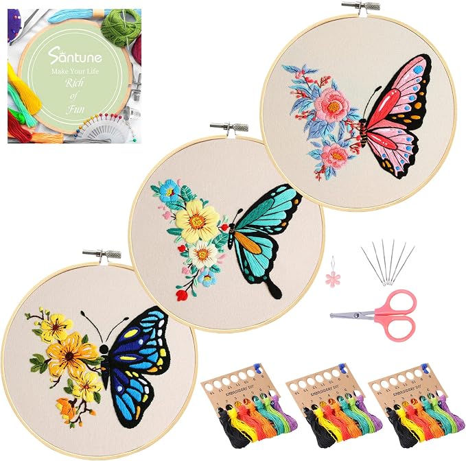 Santune 3 Pack Embroidery Kit for Beginners Adults Cross Stitch Kits by Santune