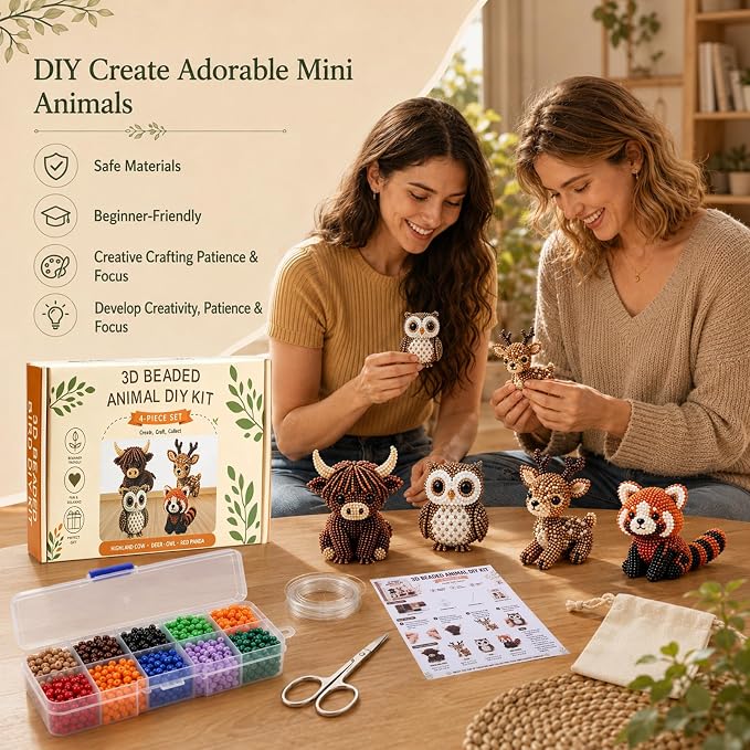 Tiny 3D Beaded Animal DIY Kit-Bead Animal Making Kit - Image 2