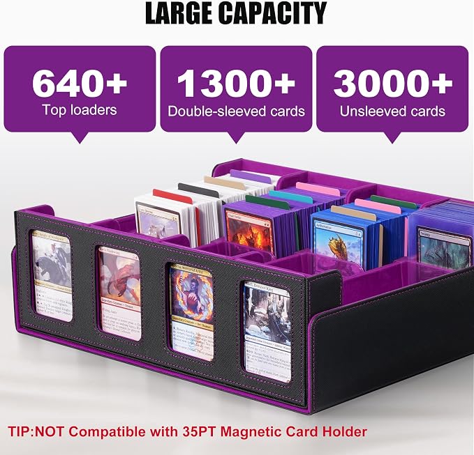 Trading Card Storage Box with Commander Display, 4-Row Deck Case with Removable - Image 2