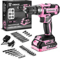 Power Drill Cordless: DEKO PRO Pink Cordless Drill 20V Electric Power Drill Set Tool for Women Drills with Battery and Charger 20 Volt Drills Driver Kit