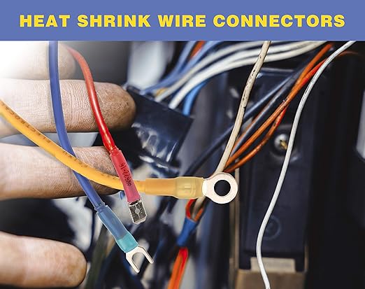 haisstronica 100pcs Yellow Heat Shrink Female Spade Connectors,12-10 Gauge Insulated Electrical Crimp Wire Terminals