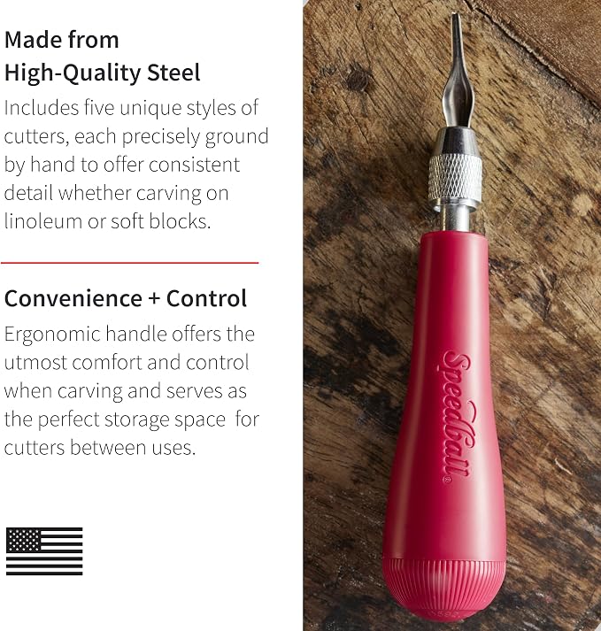 Speedball 4131 Linoleum Cutter – 5 Assorted Lino Cutters Includes Plastic - Image 2