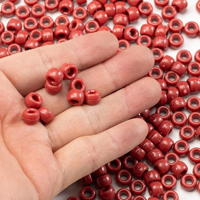 Gxueshan 1000 Pcs Acrylic Wine Red Pony Beads 6x9mm Bulk - Image 3