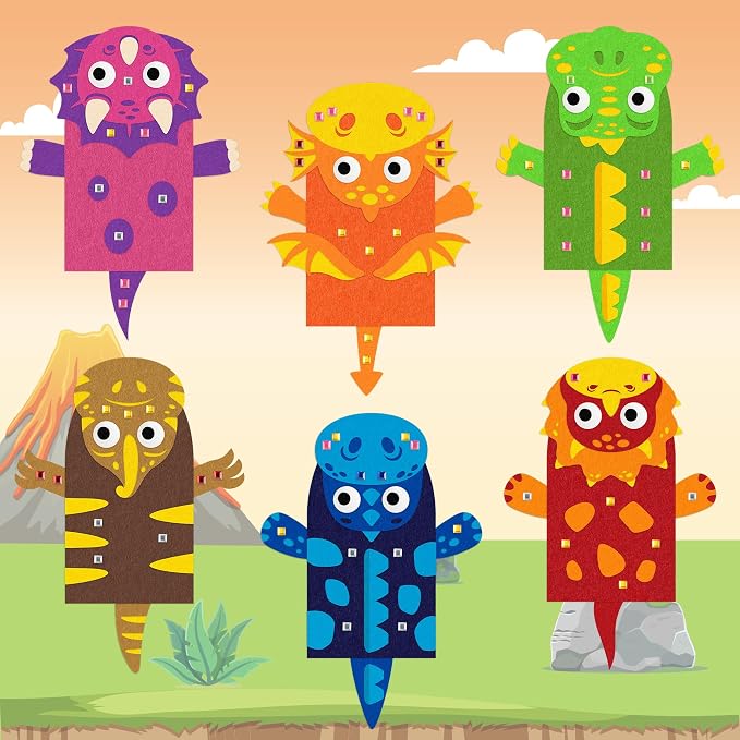 WATINC 6Pcs Hand Puppet Making Kit, Art Craft Felt Sock Puppet Toys, Creative - Image 4