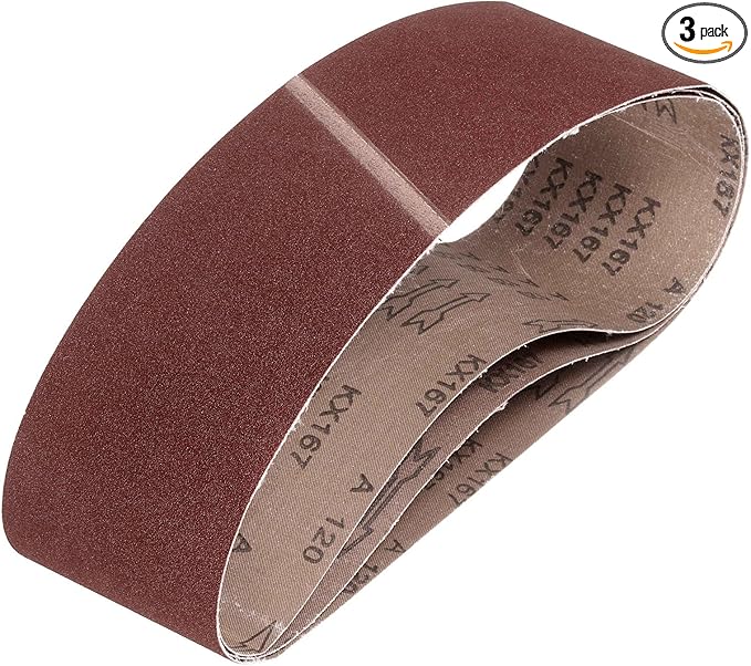 HARFINGTON 4 x 52 1/2 Inch Sanding Belts, 3 Pcs 120 Grit Aluminum Oxide Abrasive Belt Sander File Belt for Woodworking, Metal Polishing, Knife Sharpener