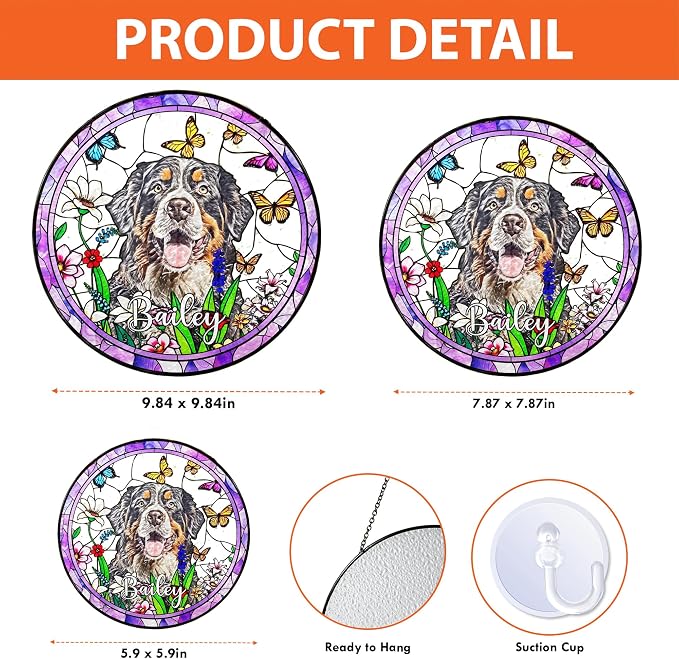 LOVELYPOD Custom Dog Stain Glass Sun Catcher, Pet Portrait Hanging Gifts - Image 7