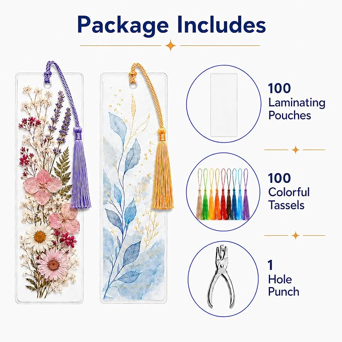 DSYIL 201 Pcs DIY Bookmark Making Kit, Blank Laminated Bookmarks to Decorate - Image 4
