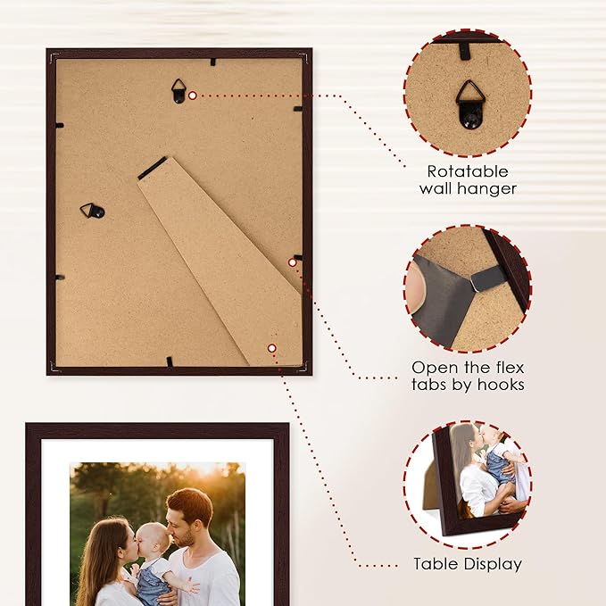 FIXSMITH Brown 8x10 Picture Frame Set of 2, Collage - Image 5
