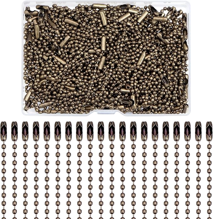 Lemonkey 100Pcs Ball Beads Chain Bulk, Bronze Keychain Rings Metal Chain by Lemonkey