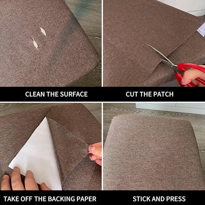 Fabric Repair Patches, Linen Repair Tape Self-Adhesive Fabric Patches Durable, DIY Large Linen Tape for Sofa, Couches, Furniture, Chair, Clothing （3.5X79 Inch, Grey）