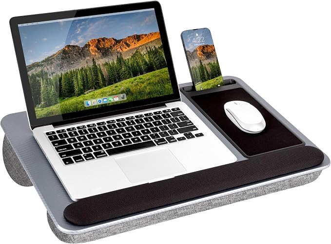 LAPGEAR Home Office Pro Lap Desk – Silver Carbon, Fits 15.6” Laptops by LapGear