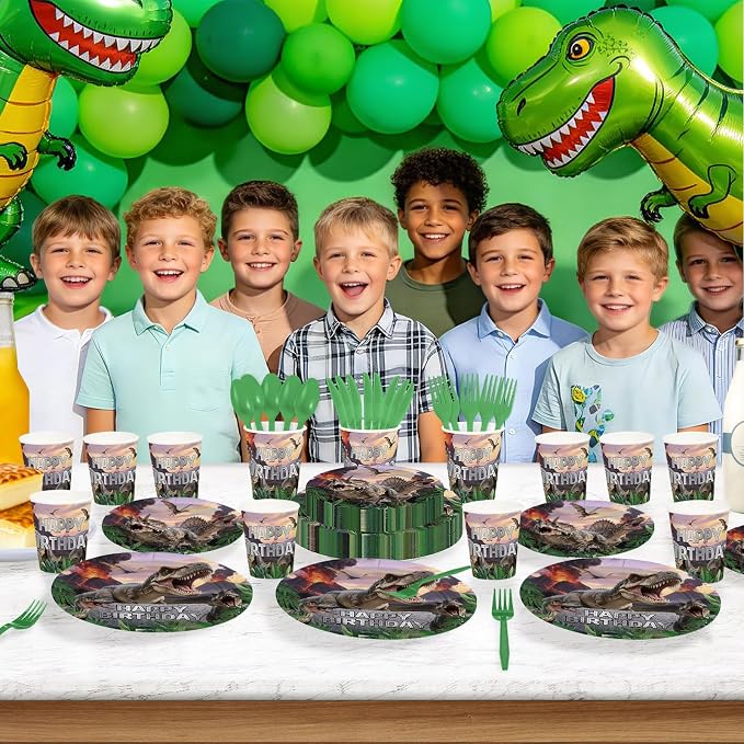 168Pcs Dinosaur Birthday Party Supplies - Image 6
