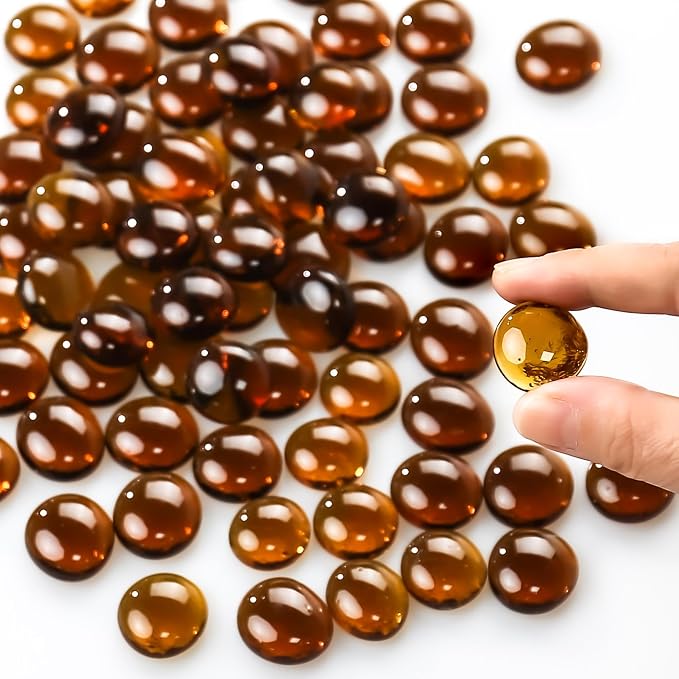 CYS EXCEL Amber Glass Gemstone Beads Vase Fillers Flat Marble Beads Multiple - Image 3