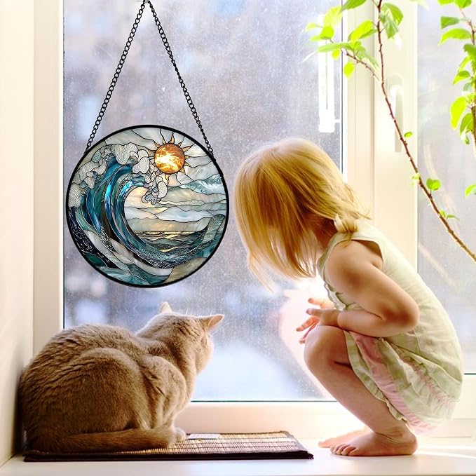 DASTOLL Stained Glass Window Hanging, and Mom 7.8 in - Image 3