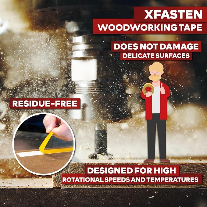 XFasten Double Sided Woodworking Tape 1 Inch x 108 Feet, Residue-Free, - Image 2